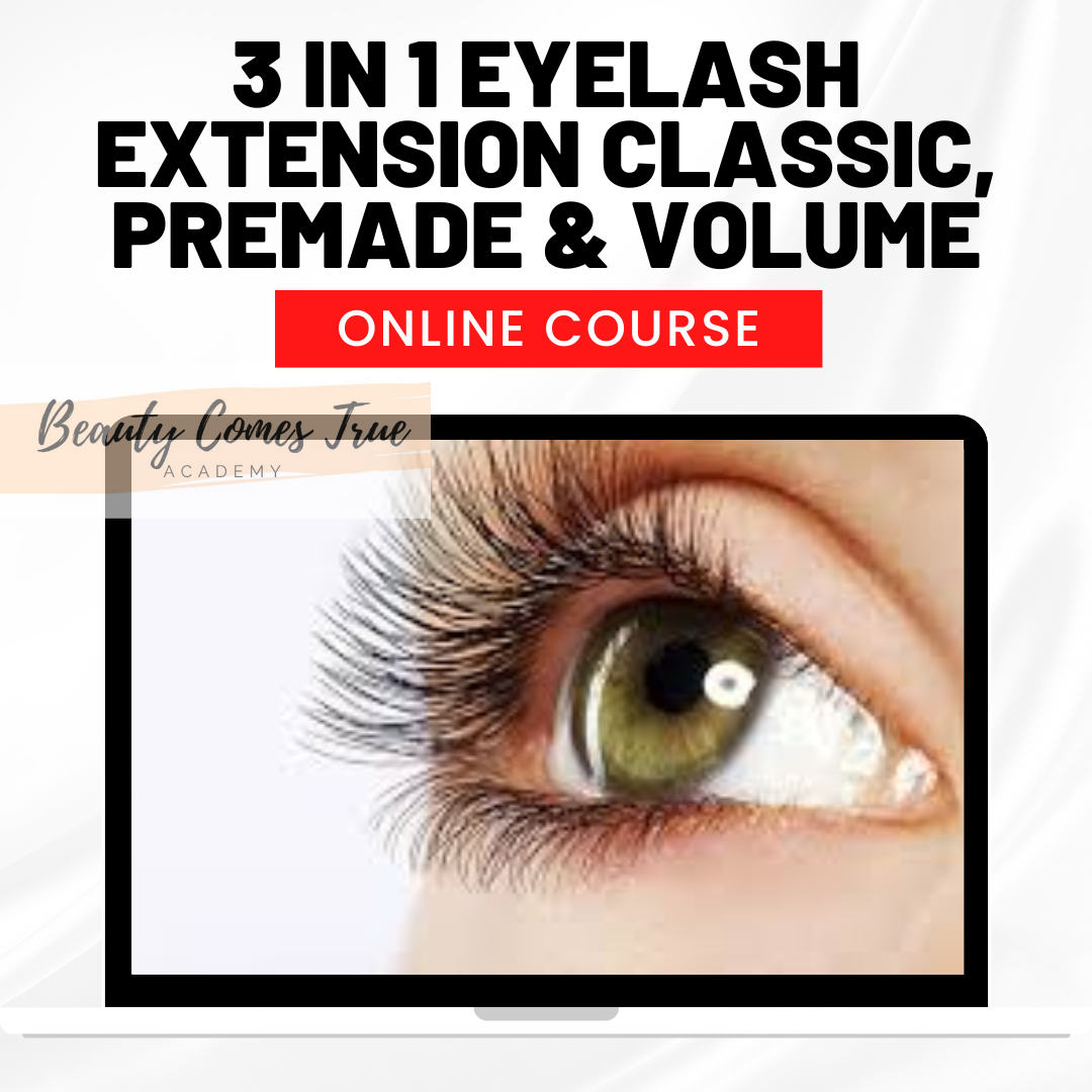 3 in 1 Eyelash extension classic premade volume online course