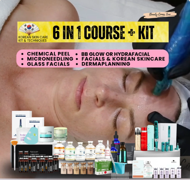 6 in 1 Glass facials, Chemical peels,  Hydrofacial & micro-needling course + kit  + we show you how to get clients fast