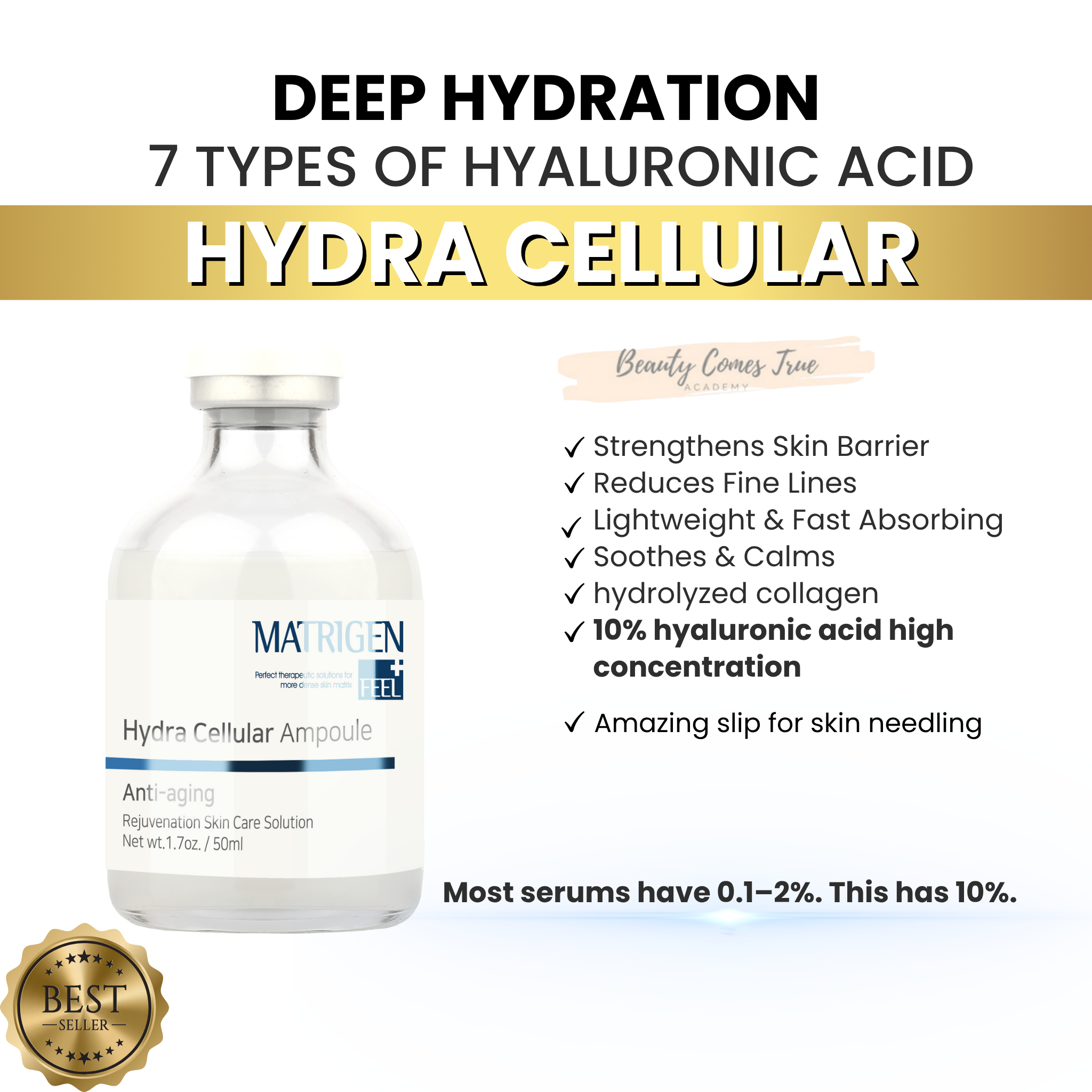 Hydra serum 10% 50ml 7 layered hyaluronic serum BIGGER SIZE (best seller)