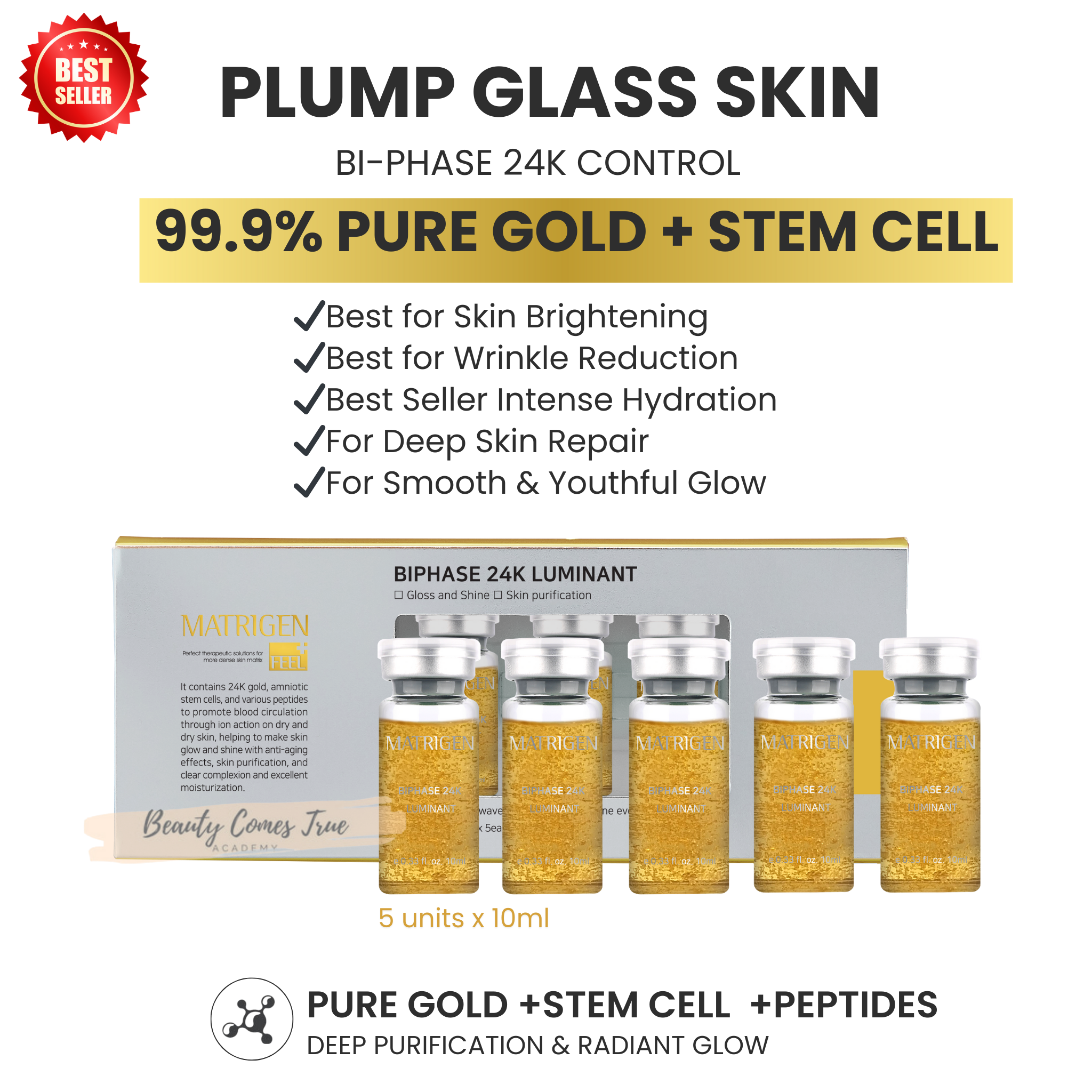 Bi-Phase 99.9% gold serum + stem cell 5 X 10ml