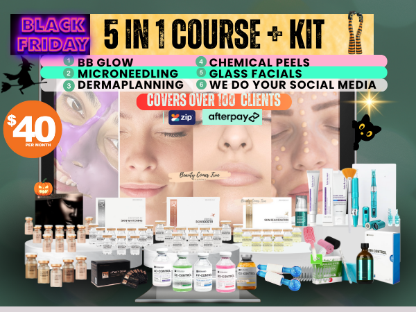 5 in 1 Glass facials, Chemical peels,  Bb glow & micro-needling course + kit Plus we do your social media