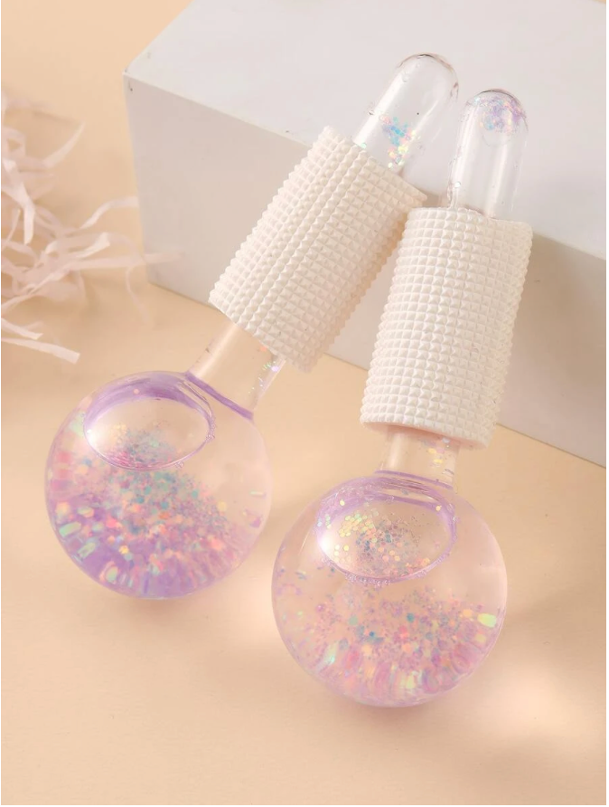 Ice globes pair purple glitter