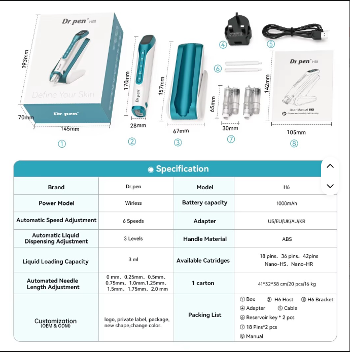 Hydra Pen H6 Advanced Serum Infusion Microneedling Pen with LED