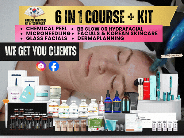 6 in 1 Glass facials, Chemical peels,  Hydrofacial & micro-needling course + kit
