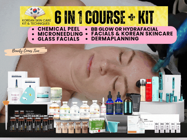 6 in 1 Glass facials, Chemical peels,  Hydrofacial & micro-needling course + kit