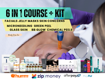 6 in 1 Glass facials, Chemical peels,  Bb glow & micro-needling course + kit