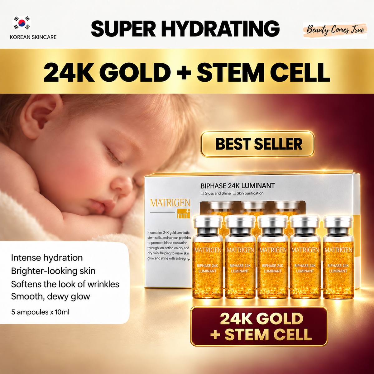 Matrigen 24K Gold and Stem Cell ampoules, 5 x 10ml — super hydrating