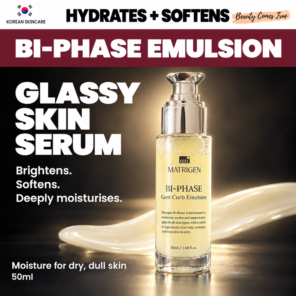 Matrigen Bi-Phase Emulsion 50ml — Glassy Skin Serum — Beauty Comes True