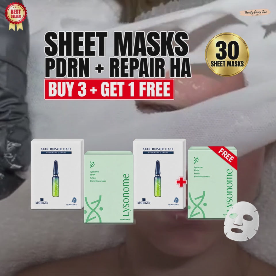 Load video: 3 + 1 Sheet Masks - BEST SELLERS (2 x PDRN + 2 x Skin Repair)