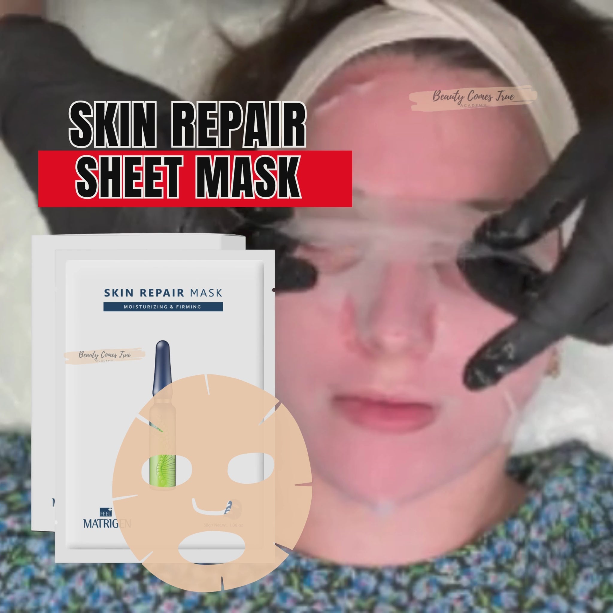 Load video: Skin Repair sheet Mask (glass skin) 8 Powerful Peptides! (10 sheets)