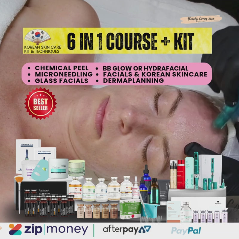 Load video: 6 in 1 Glass facials, Chemical peels,  Hydrofacial &amp; micro-needling course + kit  + we show you how to get clients fast