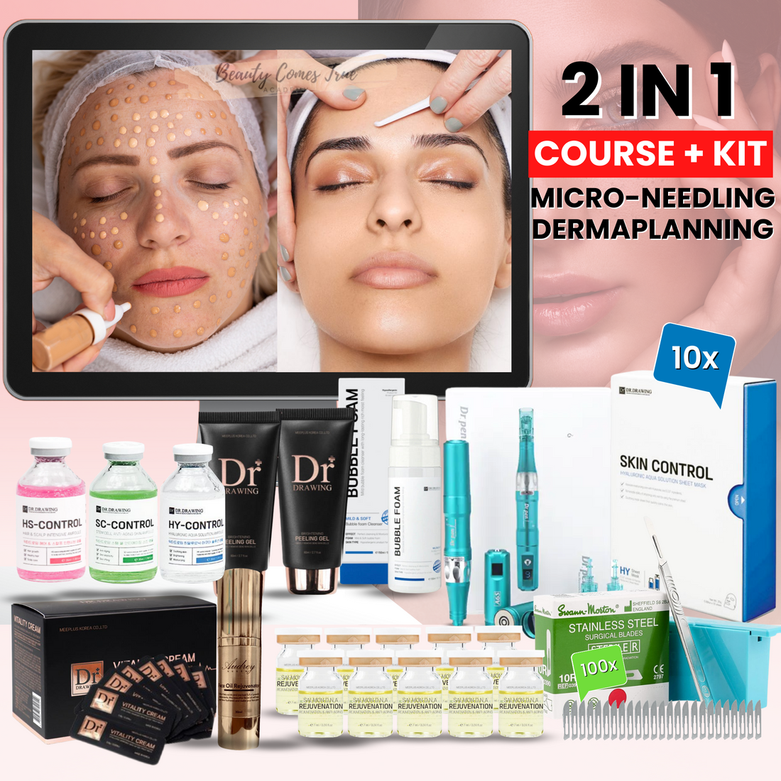 2 in 1 micro-needling - dermaplanning course + kit